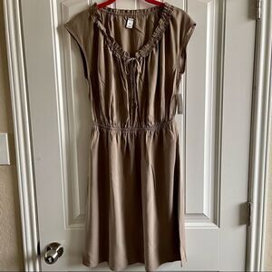 Old Navy Women’s Tan Short Sleeve V Neck Midi Dress; SZ S; BNWT
